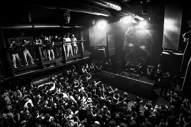 bookstore event with microphone and audience